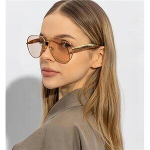 Oversized Gold Aviator Sunglasses for Women Men Retro 70s Metal Big Aviators
